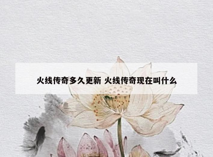 火线传奇多久更新 火线传奇现在叫什么