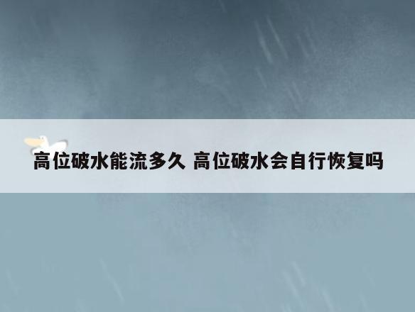 高位破水能流多久 高位破水会自行恢复吗