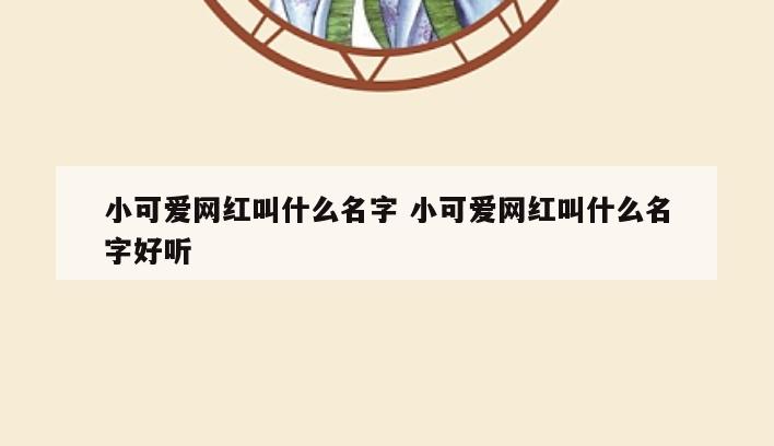 小可爱网红叫什么名字 小可爱网红叫什么名字好听