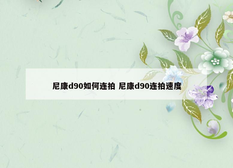 尼康d90如何连拍 尼康d90连拍速度