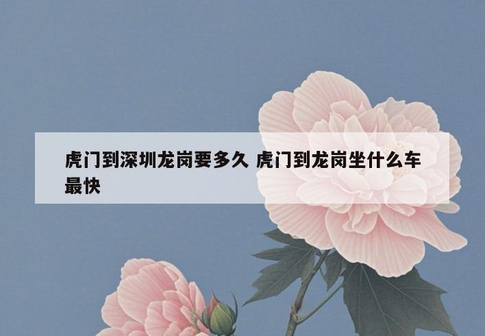 虎门到深圳龙岗要多久 虎门到龙岗坐什么车最快