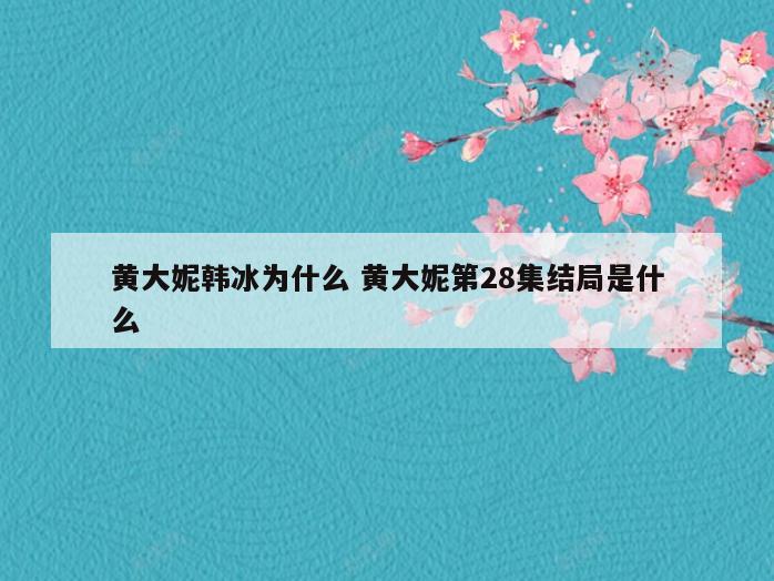 黄大妮韩冰为什么 黄大妮第28集结局是什么