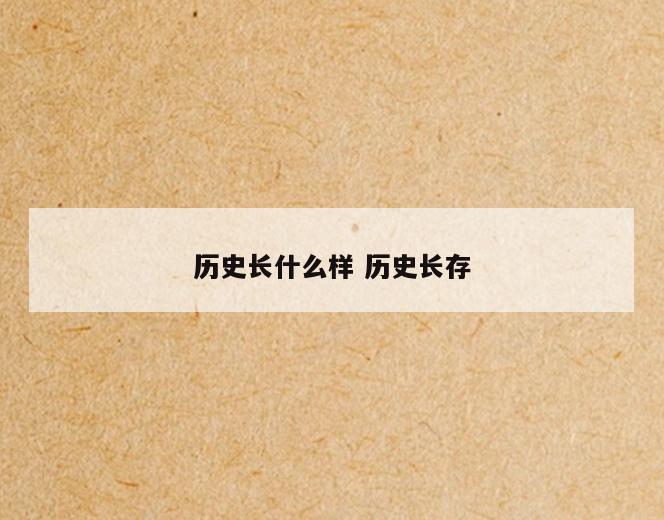 历史长什么样 历史长存