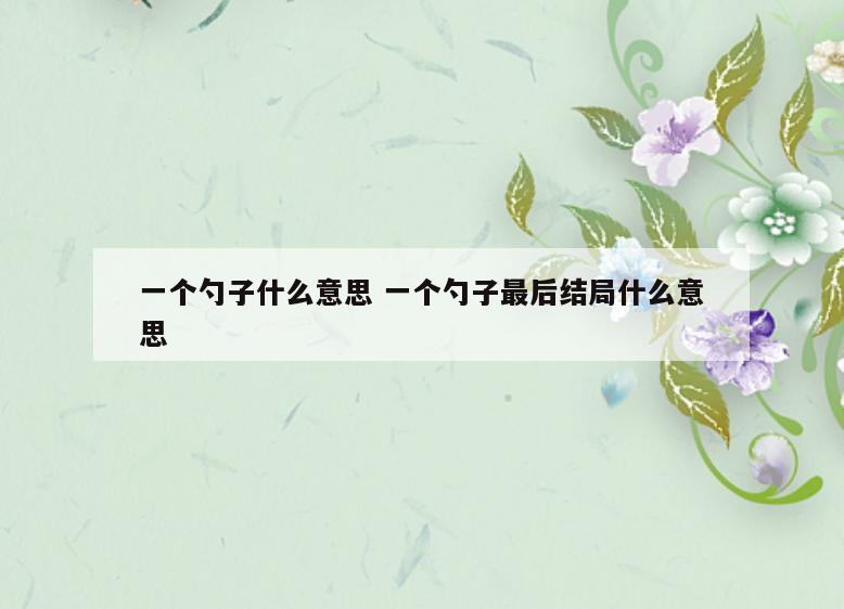 一个勺子什么意思 一个勺子最后结局什么意思