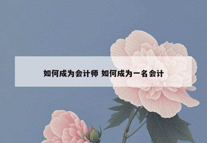 如何成为会计师 如何成为一名会计