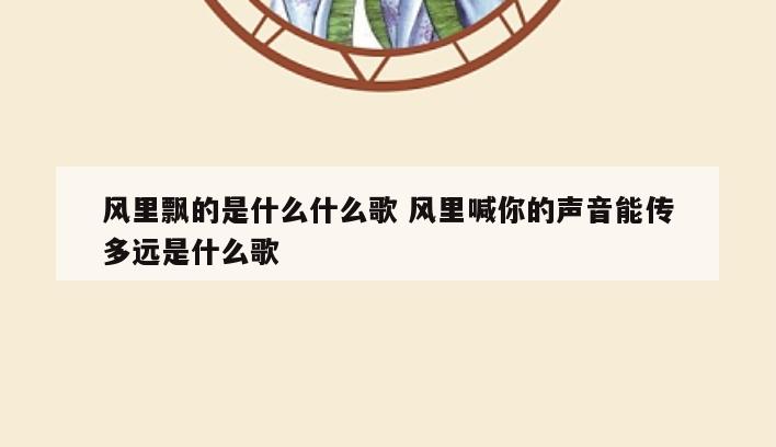 风里飘的是什么什么歌 风里喊你的声音能传多远是什么歌