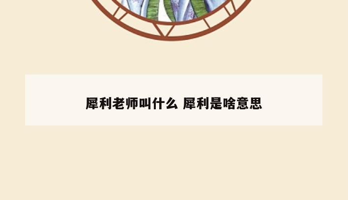 犀利老师叫什么 犀利是啥意思