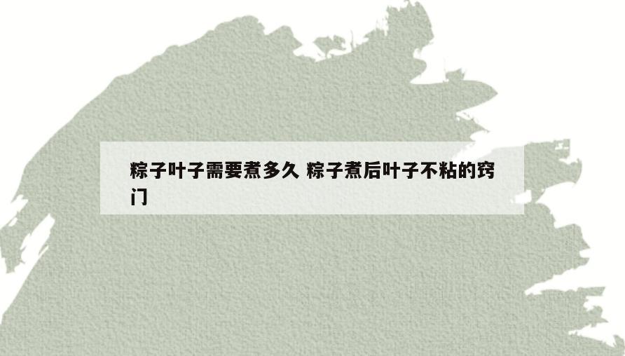 粽子叶子需要煮多久 粽子煮后叶子不粘的窍门