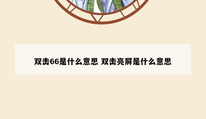 双击66是什么意思 双击亮屏是什么意思