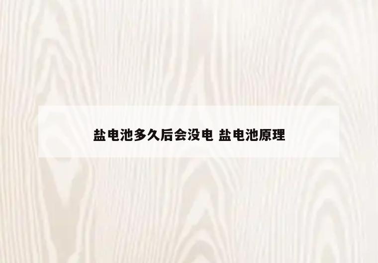盐电池多久后会没电 盐电池原理
