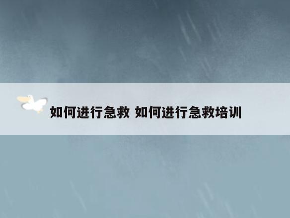 如何进行急救 如何进行急救培训