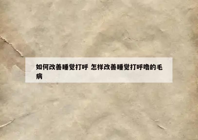 如何改善睡觉打呼 怎样改善睡觉打呼噜的毛病