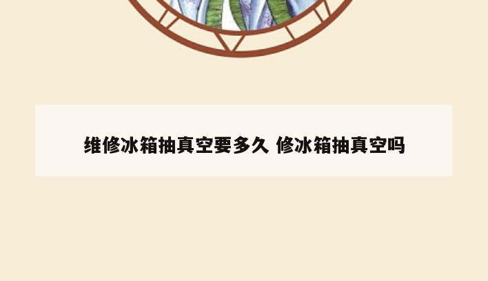维修冰箱抽真空要多久 修冰箱抽真空吗