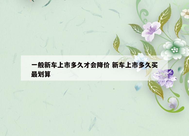 一般新车上市多久才会降价 新车上市多久买最划算