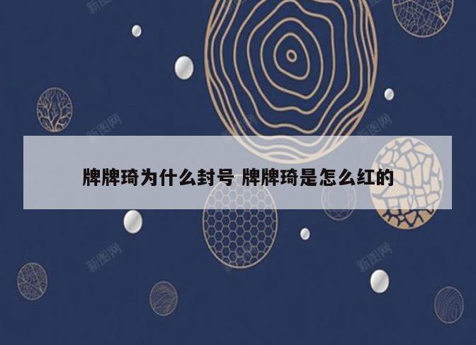 牌牌琦为什么封号 牌牌琦是怎么红的