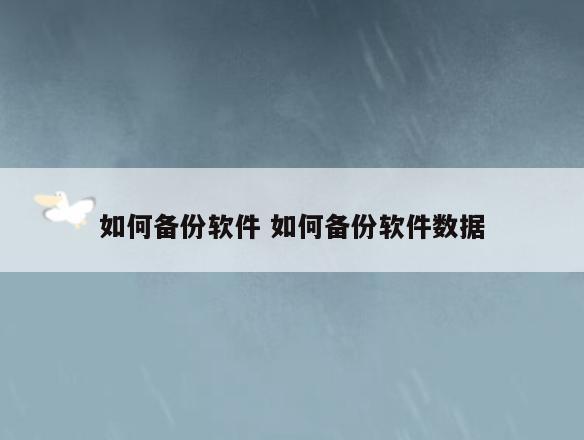 如何备份软件 如何备份软件数据