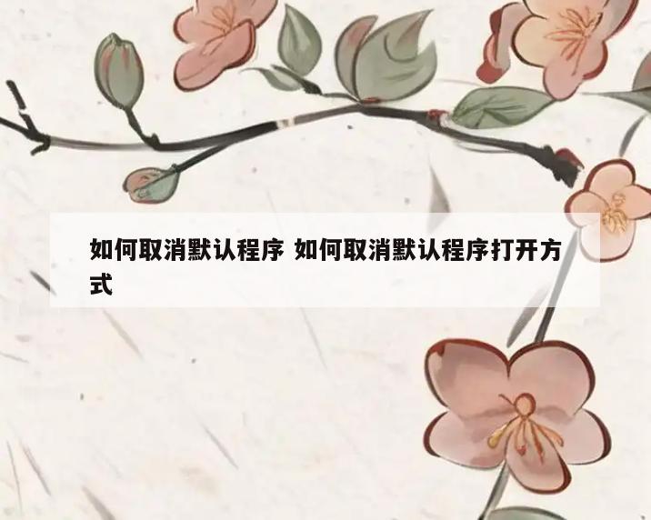 如何取消默认程序 如何取消默认程序打开方式