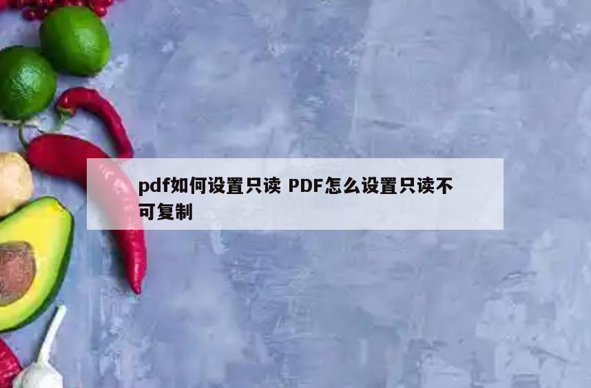 pdf如何设置只读 PDF怎么设置只读不可复制