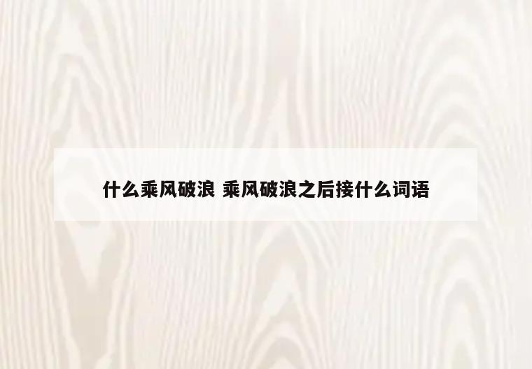 什么乘风破浪 乘风破浪之后接什么词语