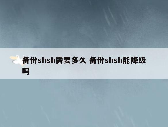 备份shsh需要多久 备份shsh能降级吗