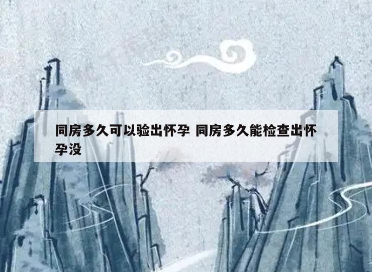 同房多久可以验出怀孕 同房多久能检查出怀孕没