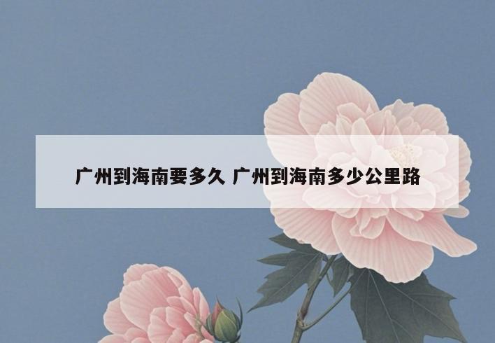 广州到海南要多久 广州到海南多少公里路