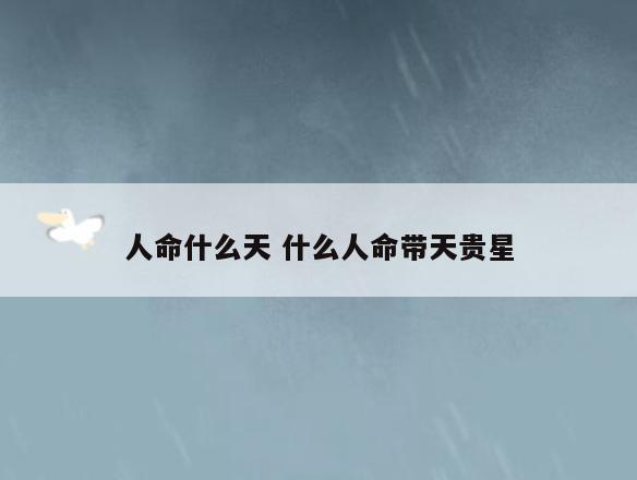 人命什么天 什么人命带天贵星