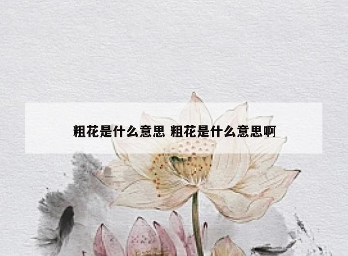 粗花是什么意思 粗花是什么意思啊