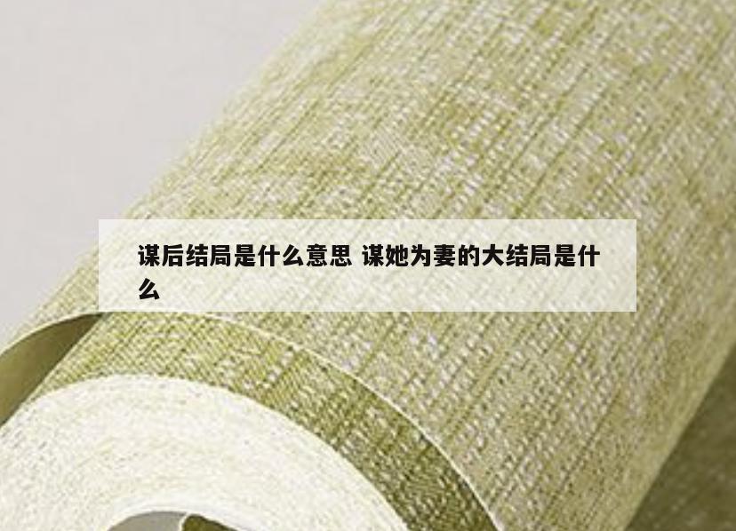 谋后结局是什么意思 谋她为妻的大结局是什么