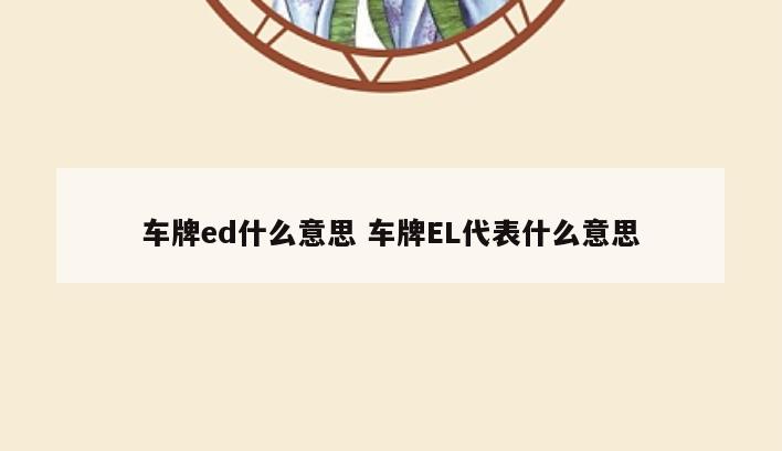 车牌ed什么意思 车牌EL代表什么意思