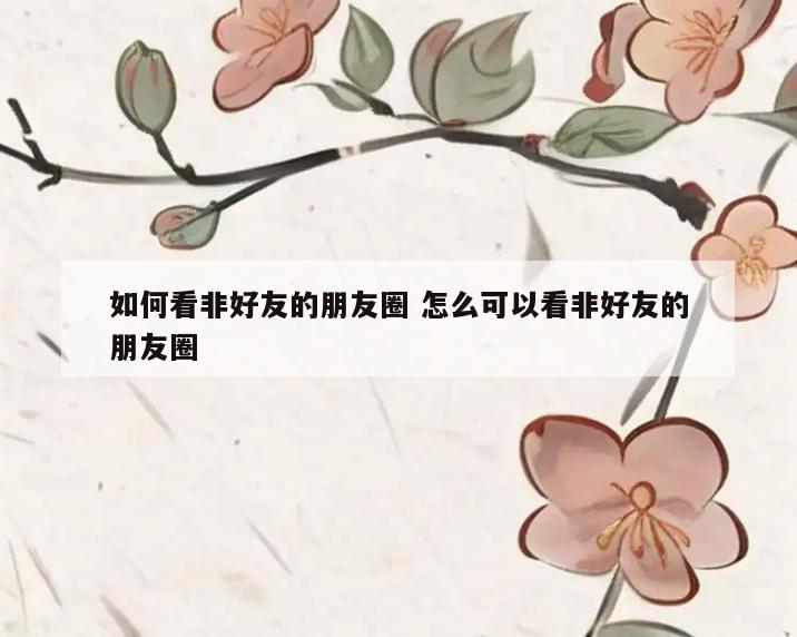如何看非好友的朋友圈 怎么可以看非好友的朋友圈