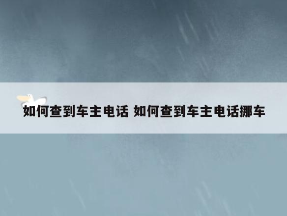 如何查到车主电话 如何查到车主电话挪车