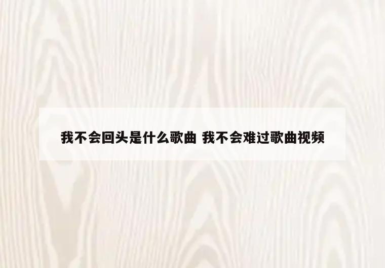 我不会回头是什么歌曲 我不会难过歌曲视频