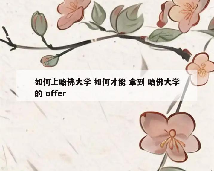 如何上哈佛大学 如何才能 拿到 哈佛大学的 offer
