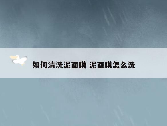 如何清洗泥面膜 泥面膜怎么洗