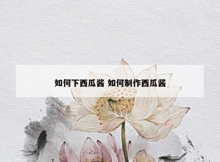 如何下西瓜酱 如何制作西瓜酱